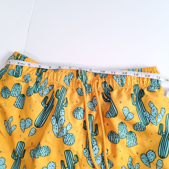 George Mens Cactus Print Swim Shorts Yellow Green Size M - Picture 5 of 8